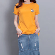 2016 Fashion Short Sleeve T-shirts Plus Size Female t shirts Plus Size Top O-neck Women Smile Face Print T shirt 71673