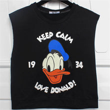 2016 Fashion Short Sleeveless Duck Animal Print T-shirts Plus Size Female T shirts Letter Print Top O-neck Women t shirt 71300