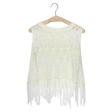 2016 Fashion Summer Crop Top Women Beach Loose Kinitted Hollow Out Tassel Shirts Women Sleeveless Women Tops Cropped Feminino