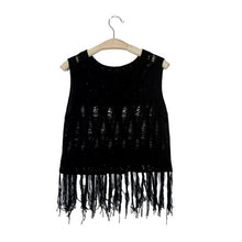 2016 Fashion Summer Crop Top Women Beach Loose Kinitted Hollow Out Tassel Shirts Women Sleeveless Women Tops Cropped Feminino