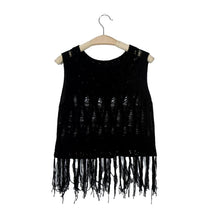 2016 Fashion Summer Crop Top Women Beach Loose Kinitted Hollow Out Tassel Shirts Women Sleeveless Women Tops Cropped Feminino