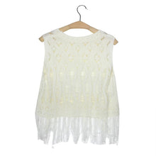 2016 Fashion Summer Crop Top Women Beach Loose Kinitted Hollow Out Tassel Shirts Women Sleeveless Women Tops Cropped Feminino