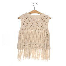 2016 Fashion Summer Crop Top Women Beach Loose Kinitted Hollow Out Tassel Shirts Women Sleeveless Women Tops Cropped Feminino