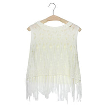 2016 Fashion Summer Crop Top Women Beach Loose Kinitted Hollow Out Tassel Shirts Women Sleeveless Women Tops Cropped Feminino