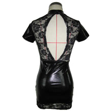 2016 Fashion Summer Women Sexy Bodycon Backless Lace Dress Patent Leather Night Club Wear Mini Dresses Lady Female Robe Femme