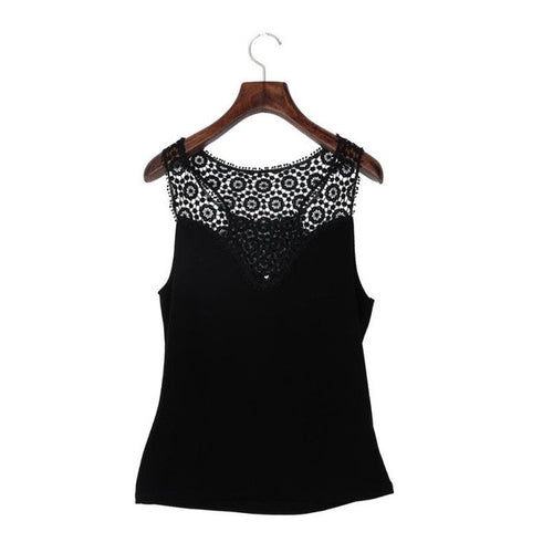 2016 Fashion T-shirt Women Sleeveless Lace Knitting T Shirt Women Tops Black White Shirts Camiseta Mujer
