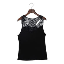 2016 Fashion T-shirt Women Sleeveless Lace Knitting T Shirt Women Tops Black White Shirts Camiseta Mujer