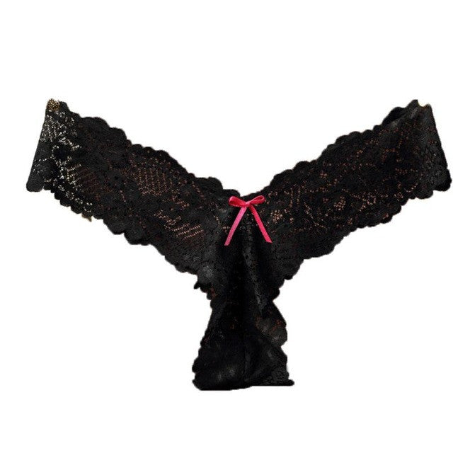 2016 Fashion Underwear Women Pink Black 7 Colors Sexy Lace Low Waist G-String V-String Briefs Women Panties Lenceria sexy mujer