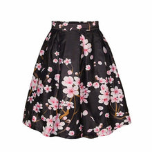 2016 Fashion Women 3 Colors Skirt Work Wear Elegant Skirts Women A-Line Print Umbrella Mid Skirt Puff Skirts Womens Clothing