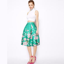 2016 Fashion Women 3 Colors Skirt Work Wear Elegant Skirts Women A-Line Print Umbrella Mid Skirt Puff Skirts Womens Clothing