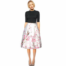2016 Fashion Women 3 Colors Skirt Work Wear Elegant Skirts Women A-Line Print Umbrella Mid Skirt Puff Skirts Womens Clothing