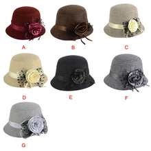 2016 Fashion Women Beach Retro Flower Felt Bowler Solid Color Fedora Hat Bowler Caps #3546