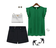 2016 Fashion Women Casual Loose Chiffon Shirts Blusas Feminina Summer Short Tulip Sleeve Shirt Tops