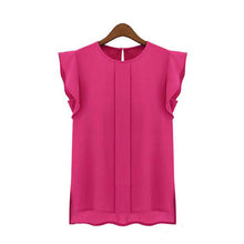 2016 Fashion Women Casual Loose Chiffon Shirts Blusas Feminina Summer Short Tulip Sleeve Shirt Tops
