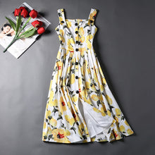 2016 Fashion Women Dress Cute Floral Print Sleeveless Spaghetti Strap Dress Fashion Square Collar Button Female Vestidos 71223