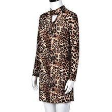 2016 Fashion Women Leopard Print Sexy Turleneck Long Sleeve Autumn Winter Slim Loose Casual Mini Dress Women Robe Femme #1123