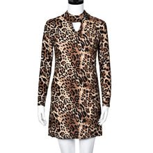 2016 Fashion Women Leopard Print Sexy Turleneck Long Sleeve Autumn Winter Slim Loose Casual Mini Dress Women Robe Femme #1123