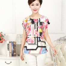 2016 Fashion Women T shirts Floral Print T-shirt Top Short Sleeve XL-4XL Female Plus Size tops 71037