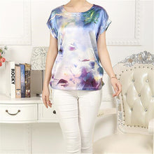 2016 Fashion Women T shirts Floral Print T-shirt Top Short Sleeve XL-4XL Female Plus Size tops 71037