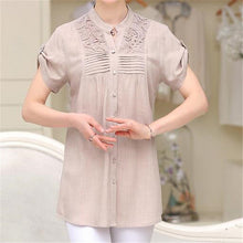 2016 Fashion Women T shirts Long T-shirt Women Stand Button Top Short Sleeve Lace XL-4XL Female Plus Size tops 71012