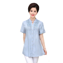 2016 Fashion Women T shirts Long T-shirt Women Stand Button Top Short Sleeve Lace XL-4XL Female Plus Size tops 71012