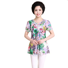 2016 Fashion Women T shirts Print T-shirt Top Short Sleeve XL-4XL Female With Button Plus Size tops 71018