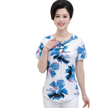 2016 Fashion Women T shirts Print T-shirt Women O-neck Button Top Short Sleeve XL-4XL Female Plus Size tops 71011