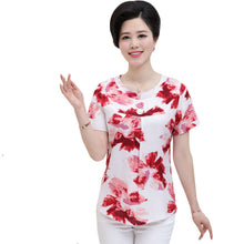 2016 Fashion Women T shirts Print T-shirt Women O-neck Button Top Short Sleeve XL-4XL Female Plus Size tops 71011