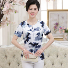 2016 Fashion Women T shirts Print T-shirt Women O-neck Button Top Short Sleeve XL-4XL Female Plus Size tops 71011