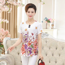 2016 Fashion Women T shirts Print T-shirt Women O-neck Button Top Short Sleeve XL-4XL Female Plus Size tops 71008