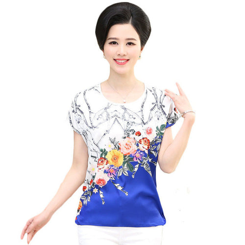 2016 Fashion Women T shirts Print T-shirt Women O-neck Top Short Sleeve XL-4XL Female Chiffon Plus Size tops 71007