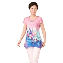 2016 Fashion Women T shirts Print T-shirt Women O-neckTop Short Sleeve XL-5XL Female Plus Size tops 71004