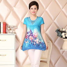 2016 Fashion Women T shirts Print T-shirt Women O-neckTop Short Sleeve XL-5XL Female Plus Size tops 71004