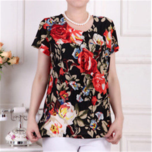 2016 Fashion Women T shirts Print T-shirt Women Top Short Sleeve XL-4XL Female Plus Size tops 71013