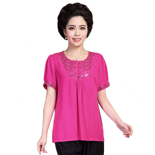 2016 Fashion Women T shirts Print T-shirt Women Top Short Sleeve XL-4XL Female Plus Size Button tops 71015