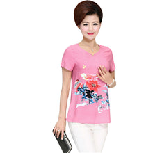 2016 Fashion Women T shirts Print T-shirt Women V-neck Top Short Sleeve XL-4XL Female Plus Size tops 70921