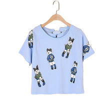 2016 Fashion Women clothing Short T shirts Cartoon Print t-shirt Women Top Short Sleeve Female Appliques tops 71068