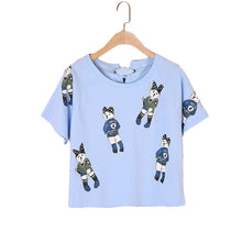 2016 Fashion Women clothing Short T shirts Cartoon Print t-shirt Women Top Short Sleeve Female Appliques tops 71068