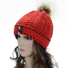 2016 Hat Female Knitted Women's Wool Warm Wood Buckle Knitted Wool Hat kadin vardir yellow beanie hat Promotion G31012