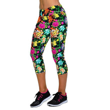 2016 High Waist Fitness Multicolor Flower Pattern Pants Stretch Cropped Leggings Pantaloni #3546