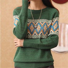 2016 Hot! New Fashion Female Pullovers Knitted Full Sleeve O-neck Autumn Geometric Print Knitted Sweaters 71227