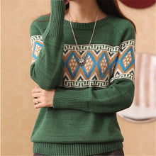 2016 Hot! New Fashion Female Pullovers Knitted Full Sleeve O-neck Autumn Geometric Print Knitted Sweaters 71227