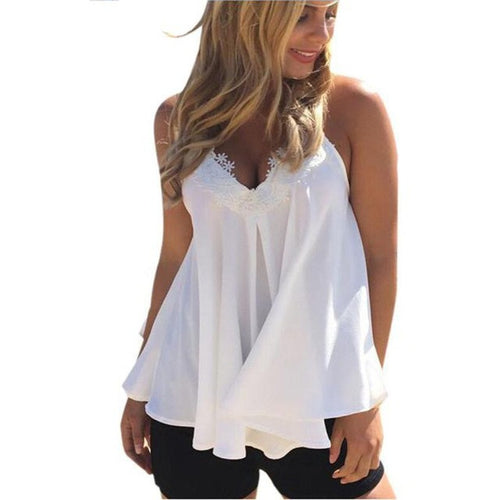 2016 Hot Sale Chiffon Women Shirt Sexy Top Sleeveless Tank Tops Ladies Camisole haut femme YW