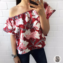 2016 Hot Sale New Women Blouse Short Sleeve Tee Shirt Casual Blouses Floral Print Fashion Slash Neck Plus Size Blusas 71532