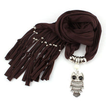 2016 Hot Sale Scarves Women With Owl Pendant Necklace Tassels Women Scarf Comfortable Soft Fashion Chiffon Shawl Wrap Bufandas