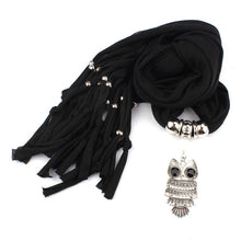 2016 Hot Sale Scarves Women With Owl Pendant Necklace Tassels Women Scarf Comfortable Soft Fashion Chiffon Shawl Wrap Bufandas
