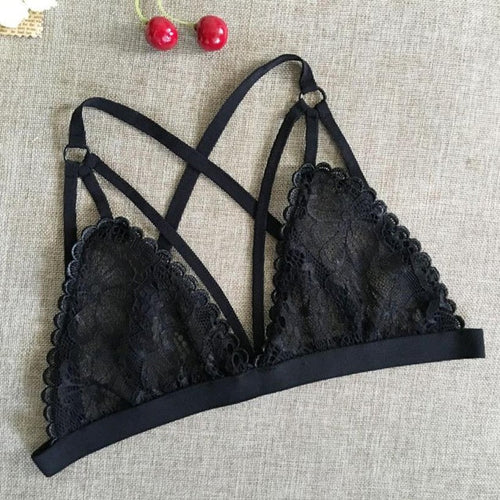 2016 Hot Sale Summer Black White Crochet Crop Top Women Sexy Cropped Tops Backless Lace Halter Camis Unpadded Top Bra YLYL