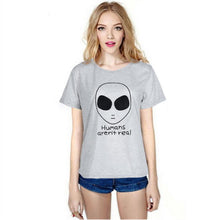 2016 Hot Sale Summer T Shirt Women Aliens Print Tops Short Sleeve Fashion Casual Tee shirt Women Tshirt Cotton Tee Shirt Femme