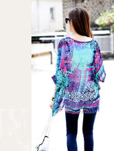2016 Hot Sale Women Bohemian National Wind Shirt&Blouse Summer Batwing Sleeve Chiffon Shirt Tops Casual Geometric Print Blouse