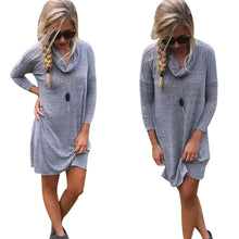 2016 Hot Sale Women Winter Dresses Long Sleeve Turnleneck Loose Solid Gray Women Casual Shirts Tops Autumn Sweater Casual Blouse